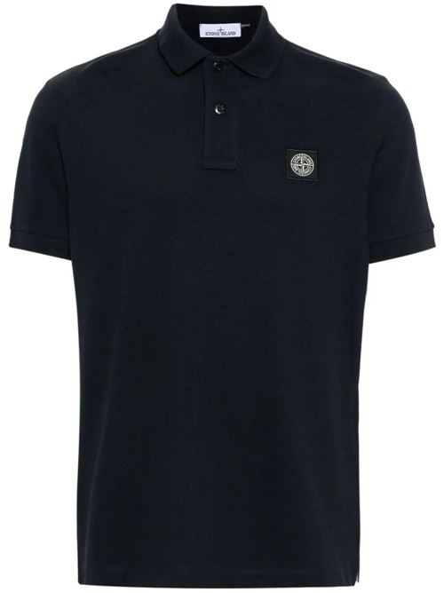 Navy blue stretch-cotton piqué polo Stone Island | 80152SC17A0020